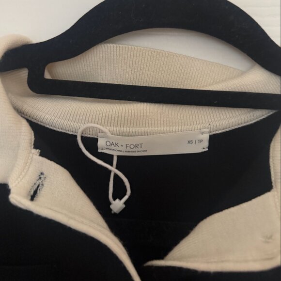 OAK + FORT - CROPPED KNIT CONTRAST TRIM TOP - XS - Picture 2 of 4